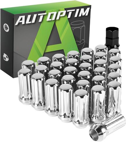 M14x1.5 Spline Lug Nuts - Replacement for 1999-2022 Chevy Silverado 1500, 2012-2022 Suburban, 1999-2020 GMC Sierra 1500 Aftermarket Wheels 24PCS Black Acorn Seat Lug Nuts with 1 Socket Key in Kuwait