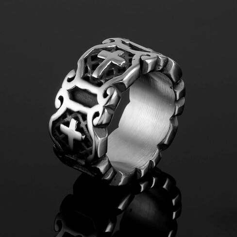 STARCHENIE Mens Cross Rings Stainless Steel Vintage Christian Religious Band Ring for Men Size 7-12 in Saudi Arabia