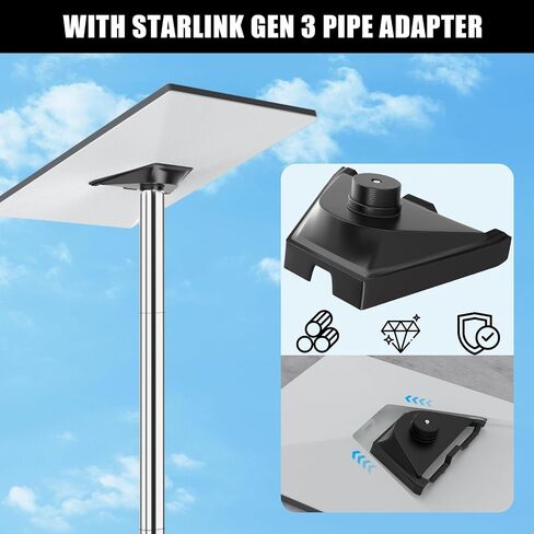 Starlink Pole Mount for Gen 3, Starlink RV Mount Kit Features a Durable 1.3'' Diameter Pole, 5.2FT Starlink Ground Pole Mount, Starlink Gen 3 Pipe Adapter Included in Saudi Arabia