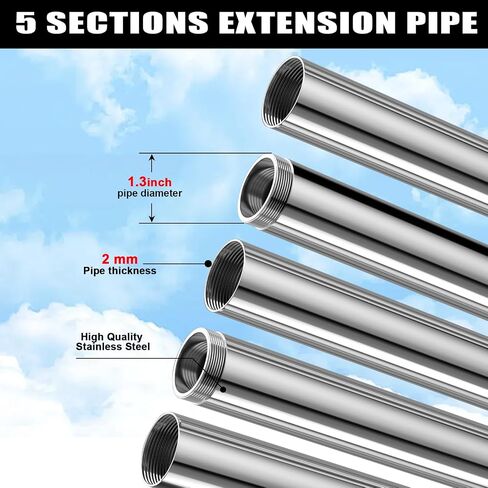 Starlink Pole Mount for Gen 3, Starlink RV Mount Kit Features a Durable 1.3'' Diameter Pole, 5.2FT Starlink Ground Pole Mount, Starlink Gen 3 Pipe Adapter Included in Saudi Arabia