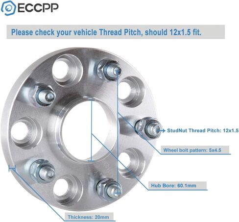ECCPP 2X 5x4.5 to 5x4.5 Hubcentric Wheel Spacers 5 Lug 20mm 60.1mm 5x114.3 to 5x114.3 with 12x1.5 Studs fit for 1995-2022 for Avalon |1992-2022 for Camry | 1996-2020 for rav4 | 1998-2020 for sienna in Saudi Arabia