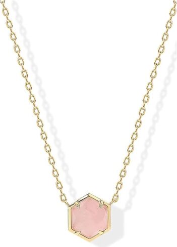 QUADRI 14K Gold Plated Necklace Gemstone Pendant - Dainty Necklaces for Women - Amethyst, Green Fluorite, Labradorite, Rose Quartz - Pendant Necklace for Women - Length: 16"+ 2" extension in Kuwait