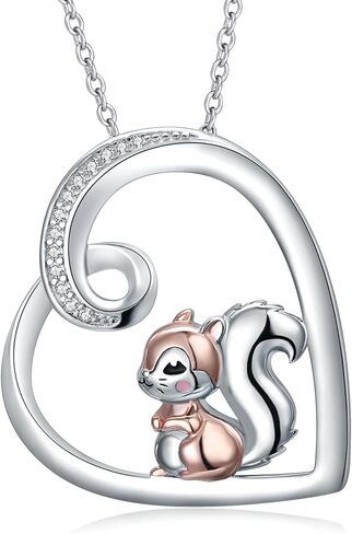 Alphm Heart Animal Necklace for Women 925 Sterling Silver Giraffe/Bunny/Squirrel/Panda/Hedgehog/Ladybug/Cat/Dachshund/Peacock Pendant Necklace Animal Jewelry Persents for Daughter Sister in Kuwait