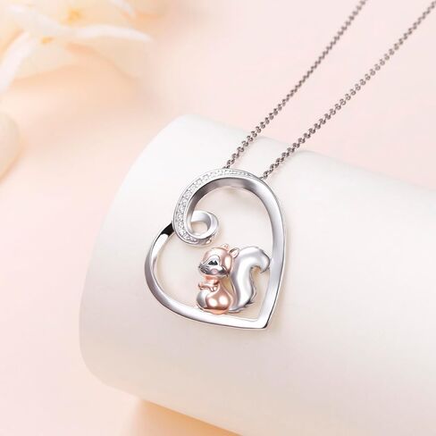 Alphm Heart Animal Necklace for Women 925 Sterling Silver Giraffe/Bunny/Squirrel/Panda/Hedgehog/Ladybug/Cat/Dachshund/Peacock Pendant Necklace Animal Jewelry Persents for Daughter Sister in Kuwait