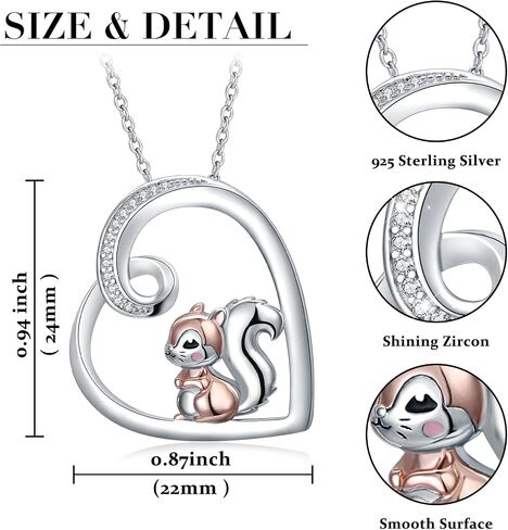 Alphm Heart Animal Necklace for Women 925 Sterling Silver Giraffe/Bunny/Squirrel/Panda/Hedgehog/Ladybug/Cat/Dachshund/Peacock Pendant Necklace Animal Jewelry Persents for Daughter Sister in Kuwait