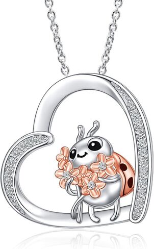 Alphm Heart Animal Necklace for Women 925 Sterling Silver Giraffe/Bunny/Squirrel/Panda/Hedgehog/Ladybug/Cat/Dachshund/Peacock Pendant Necklace Animal Jewelry Persents for Daughter Sister in Kuwait