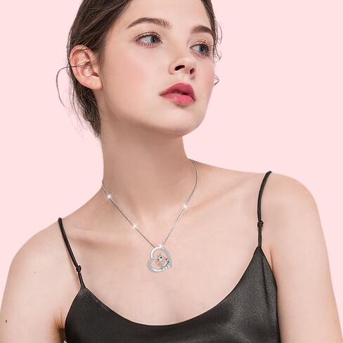 Alphm Heart Animal Necklace for Women 925 Sterling Silver Giraffe/Bunny/Squirrel/Panda/Hedgehog/Ladybug/Cat/Dachshund/Peacock Pendant Necklace Animal Jewelry Persents for Daughter Sister in Kuwait