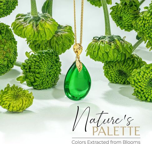 Green Amber Pendant Necklace for Women, Gold Plated Sterling Silver 925 Chain, Polished Gemstone Pendant, Dainty Womens Jewelry in Kuwait