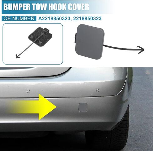 X AUTOHAUX المصد الخلفي سحب هوك غطاء سيارة سحب هوك غطاء ثقب العين استبدال A2218850323 لمرسيدس بنز S-Class W221 2007 2008 2009 أسود لامع in Saudi Arabia