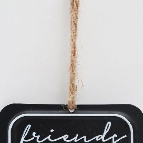 Farmhouse Metal Sign with Sayings- Friends and Family Welcome, Small Hanging Decor with Wood Bead Accent, Twine, Tassel and Wood Heart in Saudi Arabia