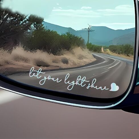Let Your Light Shine Car Decals, Rearview Mirror Decal, Car Mirror Accessories, Rearview Mirror Accessories, Laptop Decals, Mirror Decals, Car Stickers and Decals, Car Accessories for Women (Pink) in Kuwait