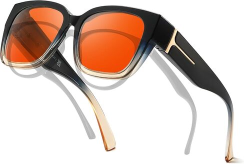 Anti 99.99% Blue Light Fit Over Glasses, Oversized Amber Orange Blue Light Blocking Glasses for Women Men TS7511 in Saudi Arabia