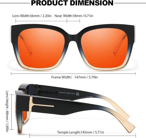 Anti 99.99% Blue Light Fit Over Glasses, Oversized Amber Orange Blue Light Blocking Glasses for Women Men TS7511 in Saudi Arabia
