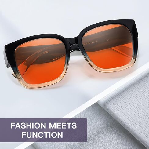 Anti 99.99% Blue Light Fit Over Glasses, Oversized Amber Orange Blue Light Blocking Glasses for Women Men TS7511 in Saudi Arabia