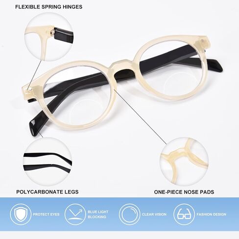 OPTOFENDY Bifocal Reading Glasses for Women, Blue Light Blocking Readers with Spring Hinges, Clear Top Retro Square Frame in Saudi Arabia