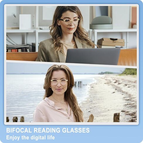 OPTOFENDY Bifocal Reading Glasses for Women, Blue Light Blocking Readers with Spring Hinges, Clear Top Retro Square Frame in Saudi Arabia