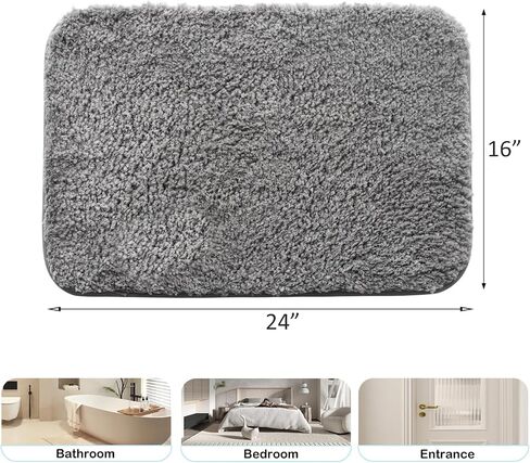 Bathroom Rugs Shaggy Bathroom Mats for Bathroom Extra Soft Bathroom Rugs Sets Non-Slip Bath Mat Set Bathroom Set Water Absorbent Bathroom Rug with High Plush - Grey in Saudi Arabia