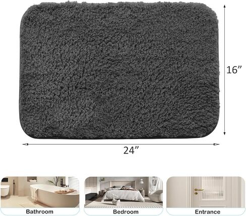 Bathroom Rugs Shaggy Bathroom Mats for Bathroom Extra Soft Bathroom Rugs Sets Non-Slip Bath Mat Set Bathroom Set Water Absorbent Bathroom Rug with High Plush - Grey in Saudi Arabia