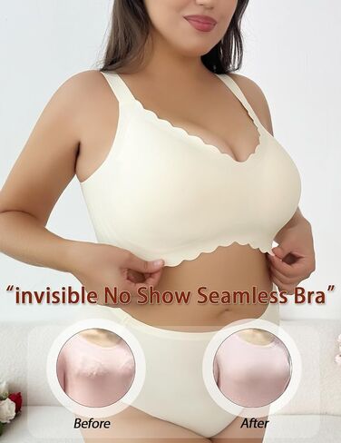 Wireless Push Up Bras for Women, No Underwire Seamless Bras Full Coverage Comfort V Neck Everyday Bras in Saudi Arabia