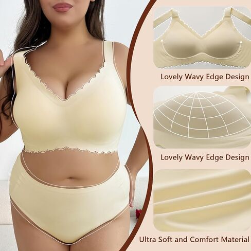 Wireless Push Up Bras for Women, No Underwire Seamless Bras Full Coverage Comfort V Neck Everyday Bras in Saudi Arabia