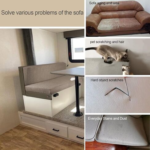 RV Dinette Cushion Covers, Replacement Camper Sofa Cushions Cover, Stretchable Fabric RV Dinette Seat Covers, Cushion Slipcovers for Camper Including 2 Backrest Cover & 2 Bench Cover (4, Light Coffee) in Saudi Arabia
