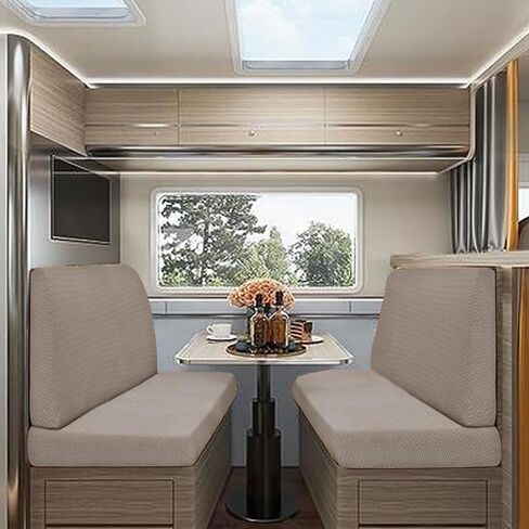 RV Dinette Cushion Covers, Replacement Camper Sofa Cushions Cover, Stretchable Fabric RV Dinette Seat Covers, Cushion Slipcovers for Camper Including 2 Backrest Cover & 2 Bench Cover (4, Light Coffee) in Saudi Arabia