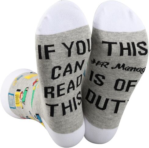 LEVLO 1 Pair Human Resource Team Gift This HR Manager is Off Duty Socks HR Graduation Christmas Crew Socks For Her or Him in Saudi Arabia