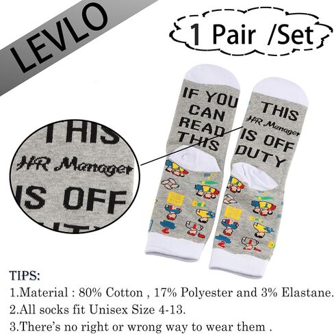 LEVLO 1 Pair Human Resource Team Gift This HR Manager is Off Duty Socks HR Graduation Christmas Crew Socks For Her or Him in Saudi Arabia