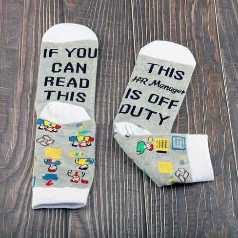 LEVLO 1 Pair Human Resource Team Gift This HR Manager is Off Duty Socks HR Graduation Christmas Crew Socks For Her or Him in Saudi Arabia