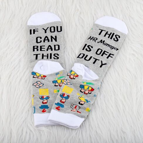LEVLO 1 Pair Human Resource Team Gift This HR Manager is Off Duty Socks HR Graduation Christmas Crew Socks For Her or Him in Saudi Arabia