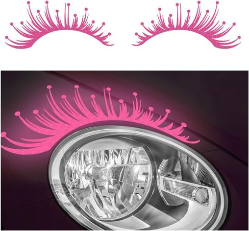 2PCS Reflective Eyelash Car Stickers,Decals for Headlights Waterproof Car Stickers for Personalized Car Decoration,Universal Car Eyelash for Headlights Fit Most Car SUV Truck (Pink) in Kuwait