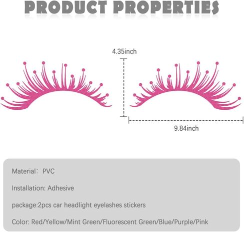 2PCS Reflective Eyelash Car Stickers,Decals for Headlights Waterproof Car Stickers for Personalized Car Decoration,Universal Car Eyelash for Headlights Fit Most Car SUV Truck (Pink) in Kuwait