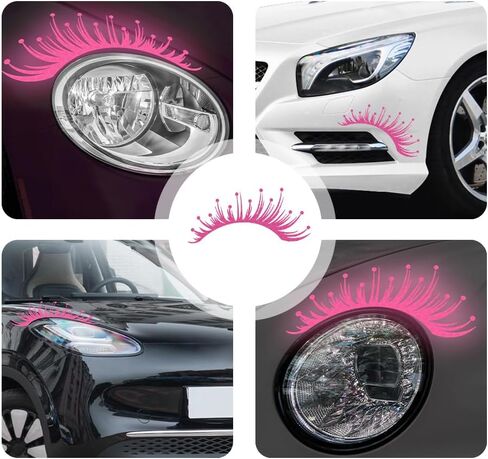 2PCS Reflective Eyelash Car Stickers,Decals for Headlights Waterproof Car Stickers for Personalized Car Decoration,Universal Car Eyelash for Headlights Fit Most Car SUV Truck (Pink) in Kuwait