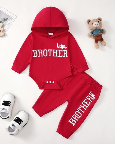 Baby Boy Clothes Newborn Boy Outfits Infant Letter Print Long Sleeve Romper Hoodies Pants Fall Winter Outfits in Kuwait