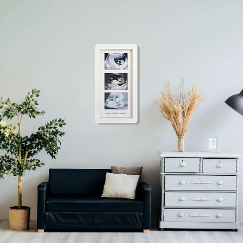 Love at First Sight Ultrasound Picture Frames,Triple Ultrasound Picture Frames,Sonogram Picture Frame 3 Photos,Pregnancy Announcements (White) in Saudi Arabia