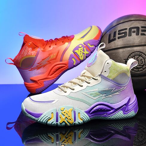 Mens Basketball Shoes Womens High Top Breathable Sneakers Fashion Non Slip Outdoor Sport Shoes Volleyball Shoes in Kuwait