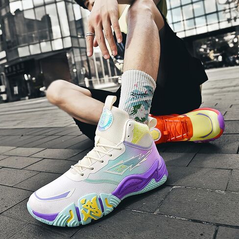 Mens Basketball Shoes Womens High Top Breathable Sneakers Fashion Non Slip Outdoor Sport Shoes Volleyball Shoes in Kuwait