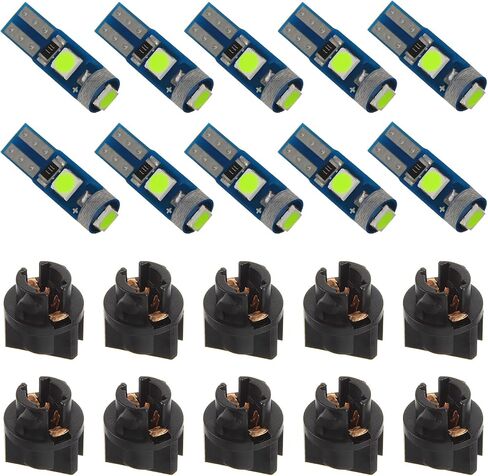 T5 3SMD Green LED 3030 DC 12V PC74 PC37 PC2721 Vehicle width indicato Light Reading Light Tag Light with Twist Sockets (Pack of 20pcs) in Kuwait