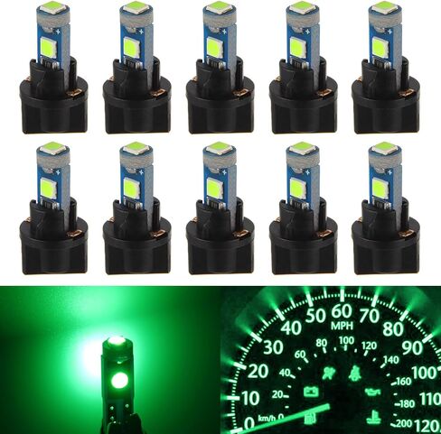 T5 3SMD Green LED 3030 DC 12V PC74 PC37 PC2721 Vehicle width indicato Light Reading Light Tag Light with Twist Sockets (Pack of 20pcs) in Kuwait