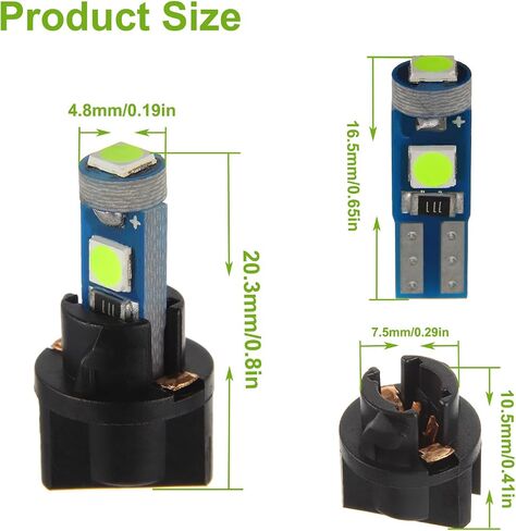 T5 3SMD Green LED 3030 DC 12V PC74 PC37 PC2721 Vehicle width indicato Light Reading Light Tag Light with Twist Sockets (Pack of 20pcs) in Kuwait