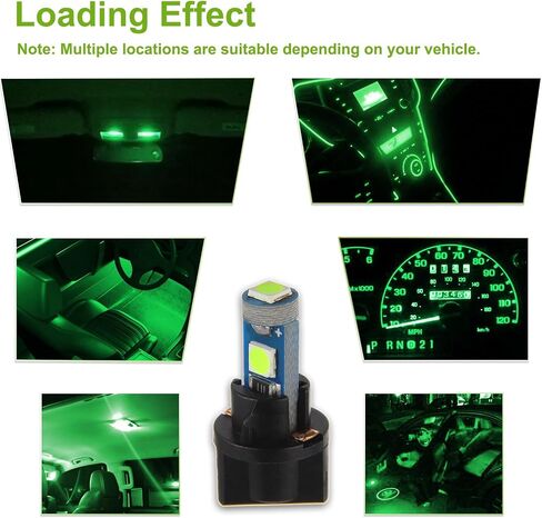 T5 3SMD Green LED 3030 DC 12V PC74 PC37 PC2721 Vehicle width indicato Light Reading Light Tag Light with Twist Sockets (Pack of 20pcs) in Kuwait