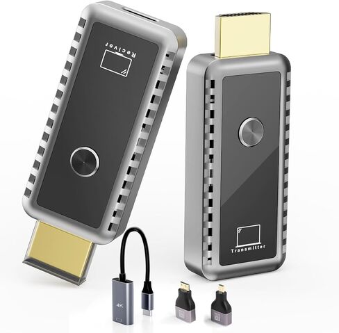 Wireless HDMI Transmitter and Receiver, Plug & Play Portable Wireless HDMI, 4K Wireless HDMI Support 2.4/5.8Ghz 100Ft, for Laptop/Pc/Tv Box/Camera/Projector, No App/Bluetooth Needed in Saudi Arabia