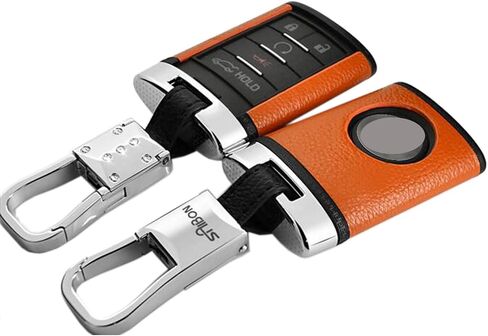 Leather Key Fob Cover w/Keychain for Cadillac ATS CTS Escalade Chevrolet Corvette C7 in Saudi Arabia