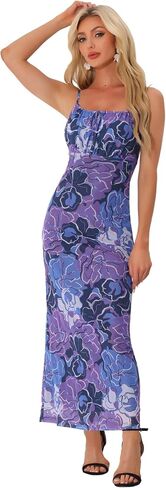 Allegra K Boho Floral Dresses for Women's Sleeveless Spaghetti Strap Maxi Dress in Saudi Arabia