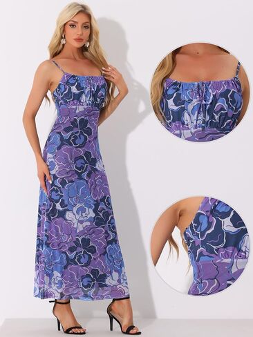 Allegra K Boho Floral Dresses for Women's Sleeveless Spaghetti Strap Maxi Dress in Saudi Arabia