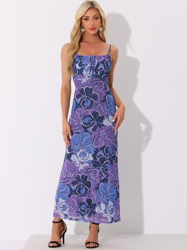 Allegra K Boho Floral Dresses for Women's Sleeveless Spaghetti Strap Maxi Dress in Saudi Arabia