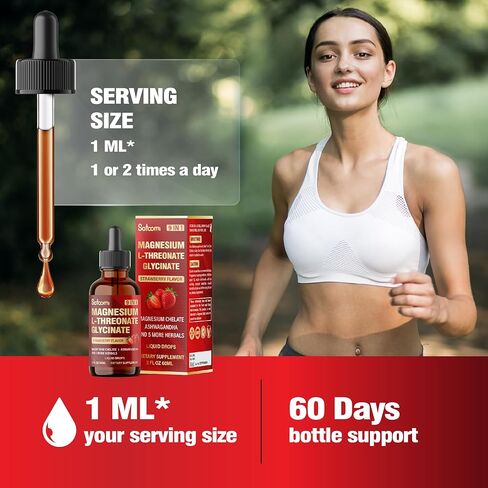 9 في 1 قطرات سائلة من المغنيسيوم ل-ثريونات مع جليسينات المغنيسيوم، تشيلات، إل-ثيانين، فيتامين د3 و3 أخرى - 60 مل دعم للمزاج والعقل والمناعة لمدة شهرين - نكهة الفراولة in Kuwait