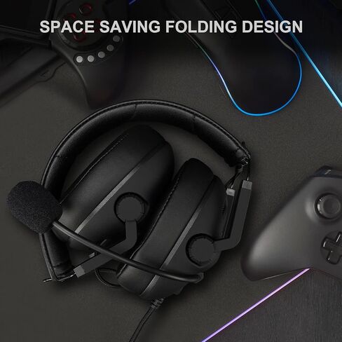 Gaming Headset with Microphone Xbox Headset for PC, PS4 PS5 Stereo Sound Headphones Lightweight & Portable Over Ear Headset for Laptop Mobile - Red & Blue in Saudi Arabia