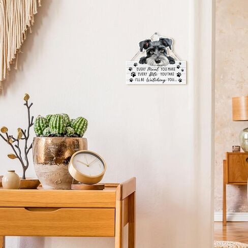MOTERMATE Schnauzer Dog Sign Decor, Funny Dog Signs Front Porch Door Decor for Dog Room, Dogs Wall Hanging Decor, Every Meal You Make Every Bite You Take, Schnauzer Dog Gifts for Women Men, 8x10 Inch in Kuwait