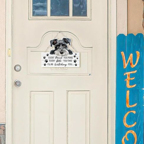 MOTERMATE Schnauzer Dog Sign Decor, Funny Dog Signs Front Porch Door Decor for Dog Room, Dogs Wall Hanging Decor, Every Meal You Make Every Bite You Take, Schnauzer Dog Gifts for Women Men, 8x10 Inch in Kuwait